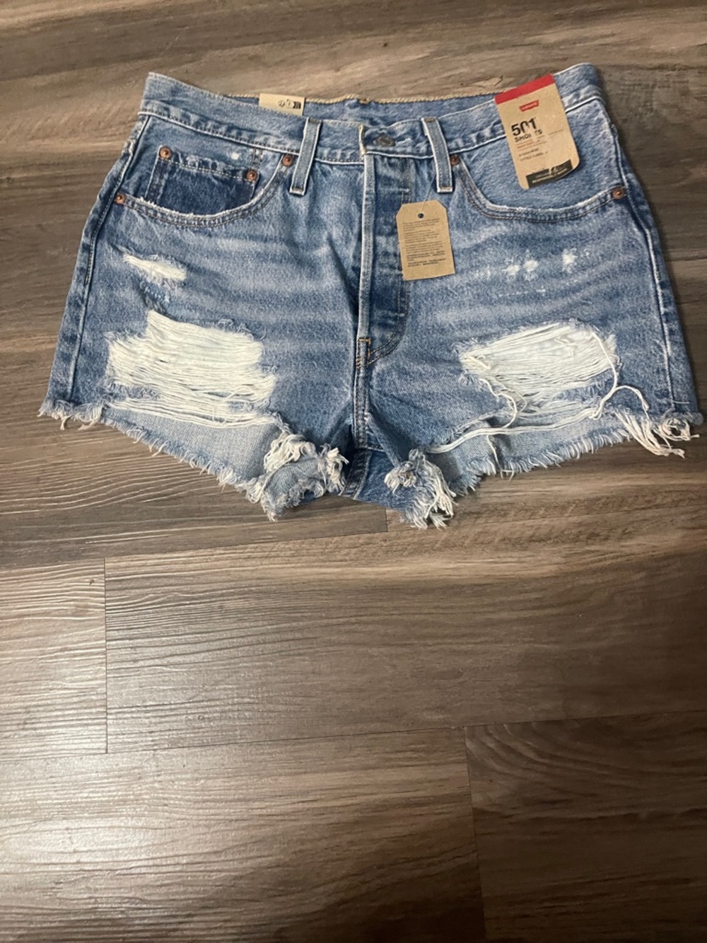 Levi's Women's Light Blue Distressed Denim Cutoff Shorts